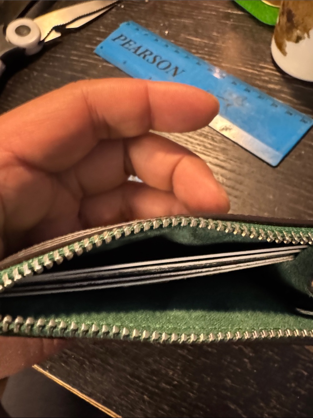 Coach Teal Pebble Leather Card and coins Case - Picture 6 of 6
